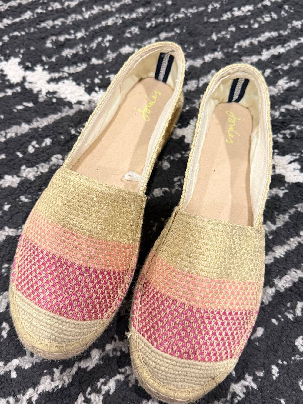 *BRAND NEW w/o Tags* Joules Women's Pink & Natural Espadrille Slip-Ons, Size 5